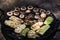 Appetizing zucchini and mushroom bake barbecue