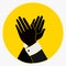 Applause, Clapping Hands Icon. Acclaim sign.black, yellow colors. vintage Applaud Expression symbol. flat style button