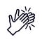 Applause hand icon. Celebration hand gesture. Cheers slap sign. Celebration expression. People appreciation vector