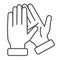 Applause thin line icon, gestures concept, bravo sign on white background, Hands clapping symbol in outline style for