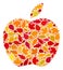 Apple Autumn Mosaic Icon with Fall Leaves