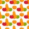 Apple background vector illustration pear textile green fruits seamless pattern.