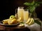 apple and banana juice on table served with elegance