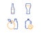 Apple, Beer glass and Beer icons set. Refill water sign. Diet food, Brewery beverage, Bar drink. Cooler bottle. Vector