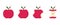 Apple Bite Stage Concept. Set of Red Apples with Leaf on White Background. Step of Eating Apple from Whole to Half and