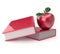 Apple books red. reading symbol. education, school studying