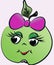 Apple with bow and smile graphic pattern