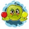 Apple cartoon. Comical face. Vector illustration. Fruit with eyes