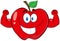 Apple Cartoon Mascot Character With Muscle Arms