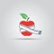 Apple and centimeter isolated vector icon