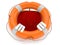 Apple character inside life buoy