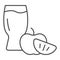 Apple cider glass thin line icon. Apple with glass vector illustration isolated on white. Apple cider vinegar outline