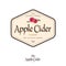 Apple Cider label. Apple beverage in hexagon frame.