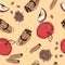 Apple with cinnamon seamless pattern