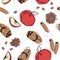 Apple with cinnamon seamless pattern.