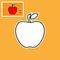 Apple coloring book with palette colours. fruit coloring book