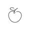 Apple continuous line drawing, Black and white vector minimalistic linear illustration made of one line