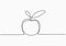 Apple continuous line drawing. Fresh tropical fruit of healthy apples organic. Healthy lifestyle concept. Minimalist black line