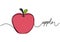 Apple continuous one line drawing, fruit vector illustration