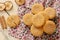 Apple cookies powdered with sugar and cinnamon