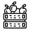 Apple crate icon outline vector. Fruits harvest