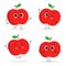 Apple. Cute fruit character set isolated on white