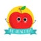 Apple, cute fruit vector character bagde