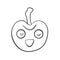Apple. Delicious cute monster on a white background. Food. Line icon. Vector illustration