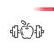 Apple and a dumbbell line vector icon