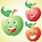 Apple face expression cartoon character set