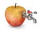 Apple and faucet on white background. Isolated 3d illustration