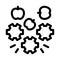 Apple fruit on conveyor icon vector outline illustration