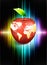 Apple Globe on Abstract Spectrum Background