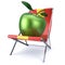 Apple green sitting in beach chair beauty healthy food relax