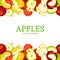 Apple Horizontal seamless border. Vector illustration card top and bottom Yellow red green apples fruits whole slice