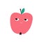 Apple illustrated character. Cartoon fruit sticker print design