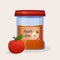 Apple jam in jar. Apple confiture. Vector food illustration in cartoon flat style. Breakfast