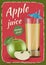 Apple juice poster. Vintage labels with fruits and place for text decent vector placard 1950s style