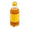 Apple juice soda, yellow plastic bottle of sparkling juicy soft drink beverage isometric cartoon icon raster 3D illustration
