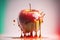 Apple and juice splash. Refreshig fruits concept. Melting fruit. Liquid fruits. Generative AI