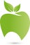 Apple with leaves, tooth with leaves, food advice or dental care logo