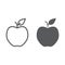 Apple line and glyph icon, diet and fruit,