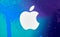 Apple logo printed on blue paper