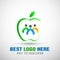 Apple logo shaped people logo icon team group work concept illustrations for company business logo