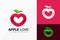 Apple Love Fruit Logo Design, Nature Fresh modern Logos Designs Vector Illustration Template