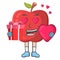 Apple Love With Giftbox design character, design vector illustrator