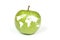 Apple with map of Earth