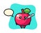 Apple mascot character with fever condition