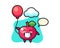 Apple mascot illustration is playing balloon