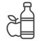 Apple and mineral water line icon, healthy lifestyle concept, bottle of water and fruit sign on white background